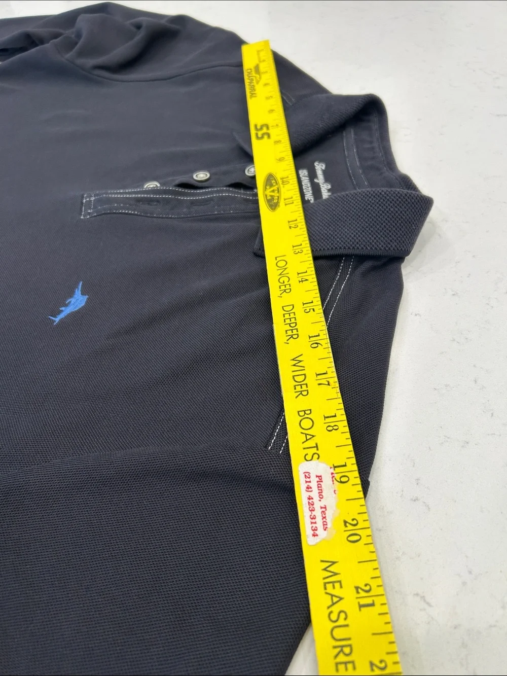 Tommy Bahama Black Long-Sleeve Large IslandZone Polo Blue Marlin Golf Clubhouse